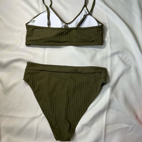 Army Green Ribbed Bikini - Picture 2 of 2